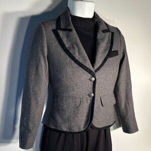 xxi SZ S Classic Charcoal Wool Blazer Capsule Wardrobe Academia Career Old Money